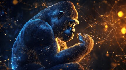 Wall Mural -  Gorilla in a Digital World abstract  background