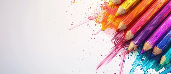 Poster - Colorful pencils against a white background Back to school. Copy space image. Place for adding text and design