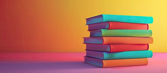 Poster - a stack of vibrant books concept of education and entertainment. copy space image. place for adding 