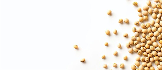 Canvas Print - Soybeans against a white background. Copy space image. Place for adding text and design