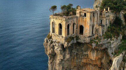 Poster - Abandoned House on a Cliffside