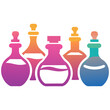 © SVG OSA - a colorful illustration of five potion bottles. Each bottle has a unique shape and is filled with a different color, creating a gradient effect