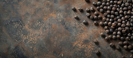 Sticker - Indian black chickpeas set against a textured background. Copy space image. Place for adding text and design