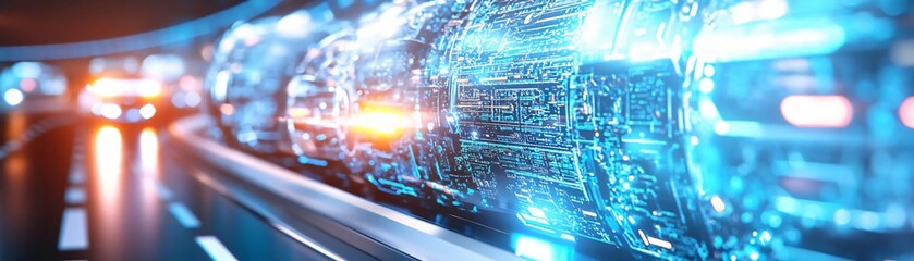 Poster - Futuristic technology concept with glowing circuitry and vibrant lights, conveying innovation and digital advancement.