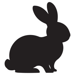 Wall Mural - Silhouette rabbit or bunny animal black color, Rabbit sitting on the ground silhouette black color vector art illustration