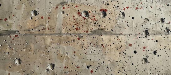 Canvas Print - Brown seamless stone wall texture with red spots Concrete fence Empty studio background concrete texture. Copy space image. Place for adding text and design