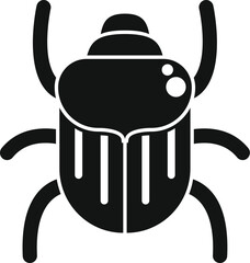 Wall Mural - Black scarab beetle standing with legs open icon in simple style on a white background