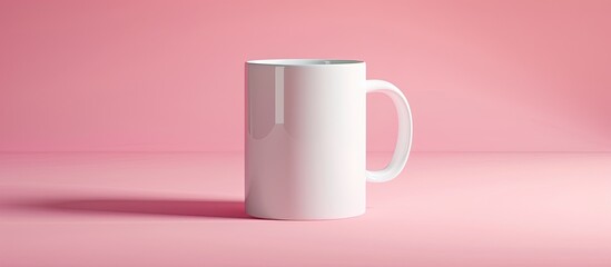 Poster - Ceramic mug mockup against a pink background studio shot. Copy space image. Place for adding text and design