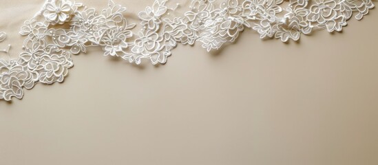 Poster - gray lace on a beige paper background. copy space image. place for adding text and design