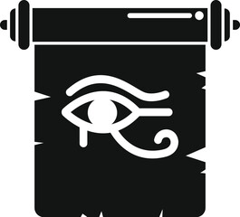 Poster - black papyrus scroll showing eye of horus icon in simple style for any design