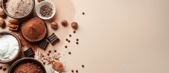 Canvas Print - Ingredients for preparing chocolate treats. Copy space image. Place for adding text and design