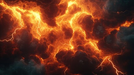 Wall Mural - Fiery Lightning Storm