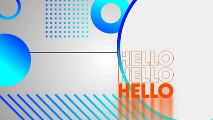 Canvas Print - HELLO text animation over abstract blue and orange geometric shapes