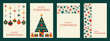 © Zhanna Chychkova - Modern Christmas card set with geometric tree and ornaments