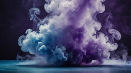 Blue and purple backdrop with mist and vapor