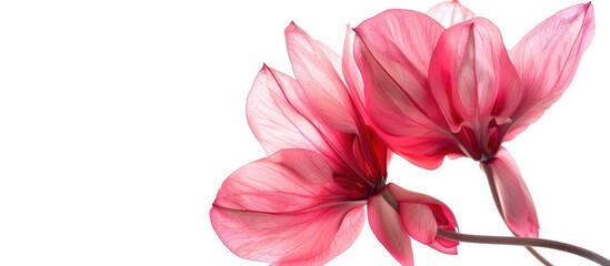 Poster - Pink cyclamen set against a white background. Copy space image. Place for adding text and design