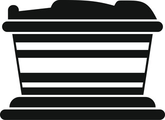 Sticker - Simple vector icon of an ancient egyptian sarcophagus decorated with black and white stripes, representing a pharaoh's final resting place