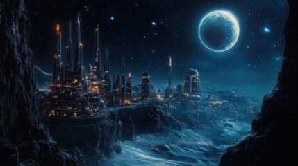 Wall Mural - Futuristic Cityscape on a Distant Planet