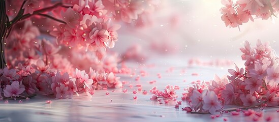 Canvas Print - Lovely spring and summer backdrop featuring pink cherry blossoms. Copy space image. Place for adding text and design