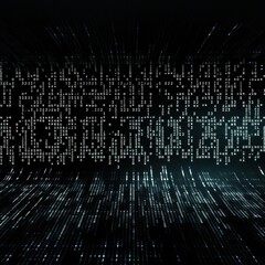 Wall Mural - White binary code on dark, creating an atmosphere of data technology and cyber security