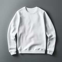 Wall Mural - White blank sweater without folds flat lay isolated on gray modern seamless background