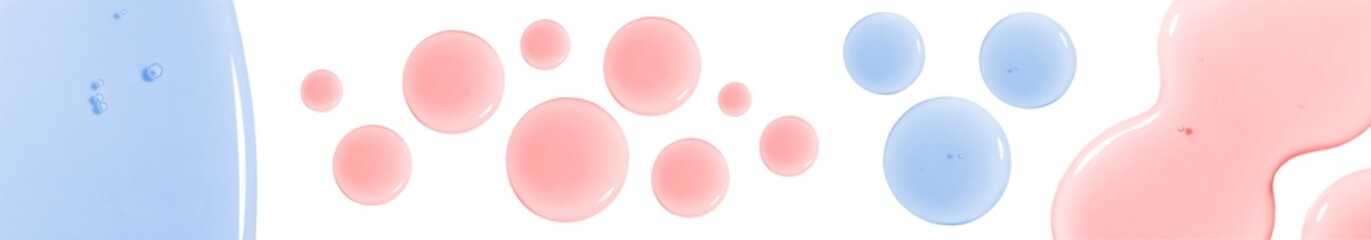 Wall Mural - banner round drop of serum gel close-up on a white background cosmetic products