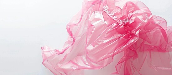 Poster - empty pink plastic bag set against a white background copy space