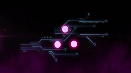 Poster - Circuit board animation with glowing pink nodes over dark background