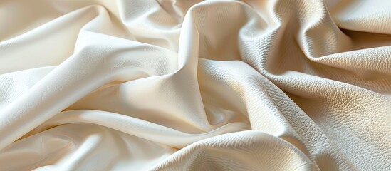 Poster - Sample of leather fabric in white and beige background Catalog and color palette for interior furniture textiles macro view Collection of multicolored fabric with copyspace