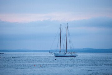 Wall Mural - A sailboat moored in Bar Harbor, ME