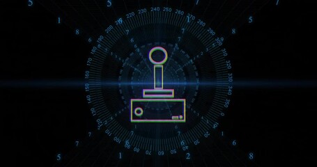 Poster - Retro joystick and numbers, gaming technology animation