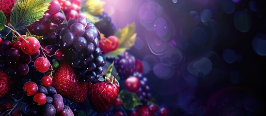 Poster - Fresh ripe berries mulberry copyspace background summer fruits harvest theme vitamin rich food