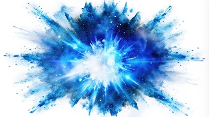 Canvas Print - A Blue and White Explosion of Powder Against a White Background