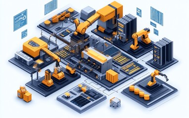 Poster - Automation concept featuring industrial business process workflow optimization, with checkboxes and visual elements of streamlined operations