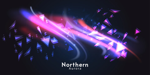 Poster -  Aurora element design on dark background. Background aurora template. Bright light. Northern lights. Vector illustration. Design for background, wallpaper, postcard, web, banner, cover.
