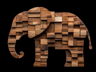 Wall Mural - Wooden Elephant Sculpture.