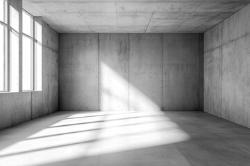 Wall Mural - Abstract empty concrete interior with sunlight and shadows