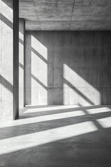 Wall Mural - Abstract empty concrete interior with sunlight and shadows