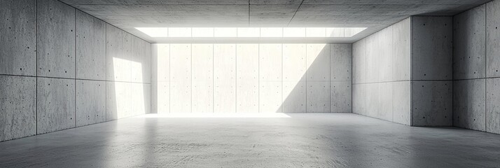 Abstract empty concrete interior with sunlight and shadows