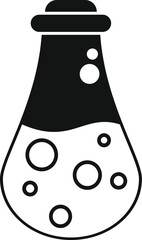 Poster - Simple vector icon of a chemical flask with a bubbling liquid inside, isolated on a white background