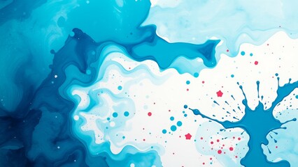 Canvas Print - Abstract blue and white paint splatter