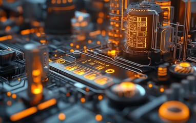 Poster - Detailed image of automation concept, featuring industrial business process workflow optimization with checkboxes and advanced operational visuals