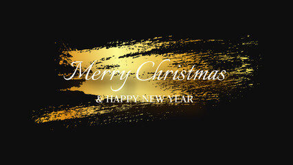 Canvas Print - Merry Christmas and Happy New Year incription on gold smear