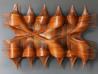 Wall Mural - Abstract Wooden Wall Sculpture.