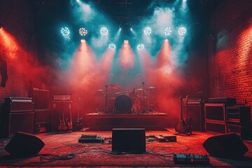 Aufkleber - Empty stage with instruments and stage lights waiting for the show to start