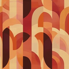 seamless pattern of layered geometric shapes in warm retro tones