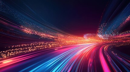 Line art illustration featuring dynamic light trails