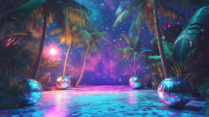 Wall Mural - Tropical Night Party