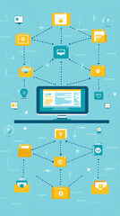 Poster - A computer monitor is shown with a lot of icons on it. The icons are connected to each other in a web-like fashion, suggesting that they are all related to each other in some way