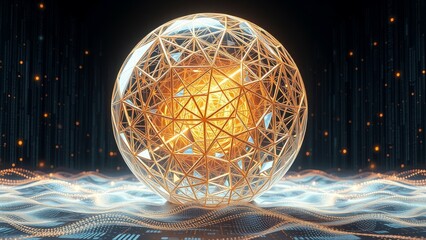 Poster - A glowing orb with a geometric pattern.